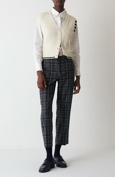 Thom Browne 4-Bar Cable Virgin Wool Crop Vest | Nordstrom