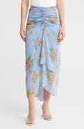 Veronica Beard Sira Floral Ruffle Silk High-Low Skirt