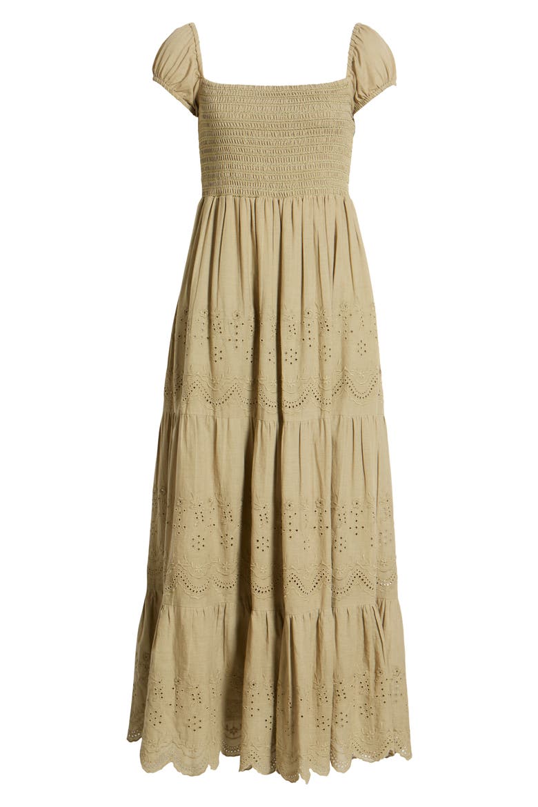 Olivia Tiered Cotton Maxi Dress, Alternate, color, LIGHT GREEN
