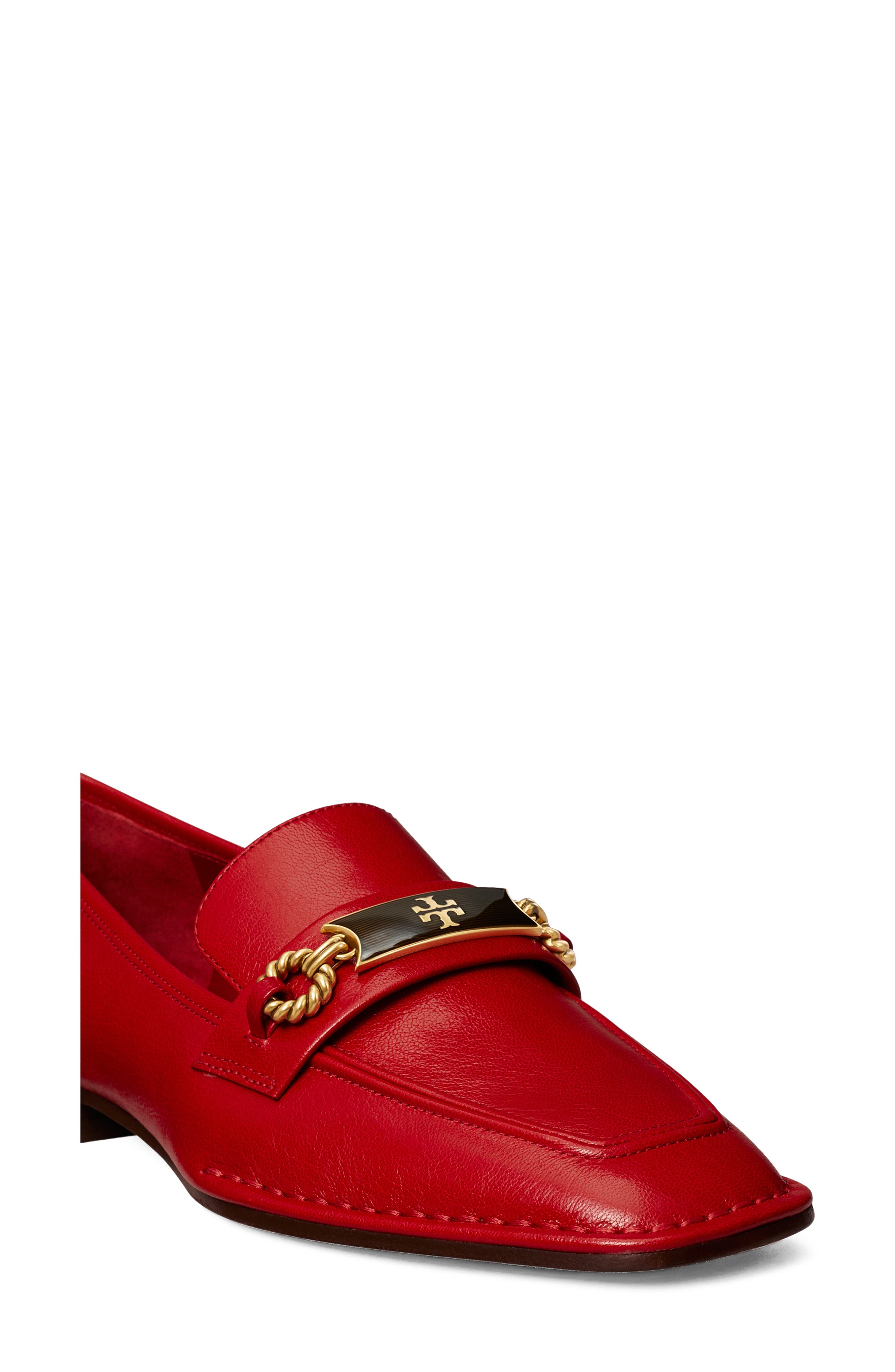 Perrine Square Toe Loafer, Alternate, color, TORY RED
