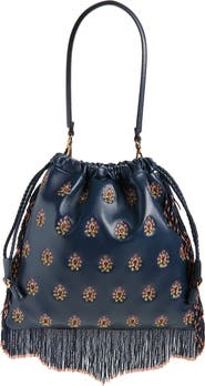 Etro Medium Kalispera Embroidered Leather Shoulder Bag