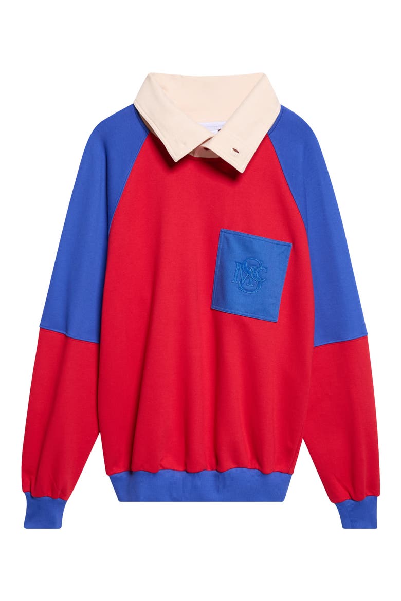 SMC Crest Panel High Neck Sweatshirt, Main, color, BLUE/ RED
