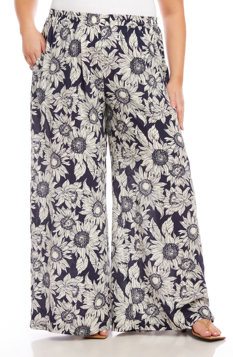 Karen Kane Floral Print High Waist Wide Leg Pants, Alternate, color,