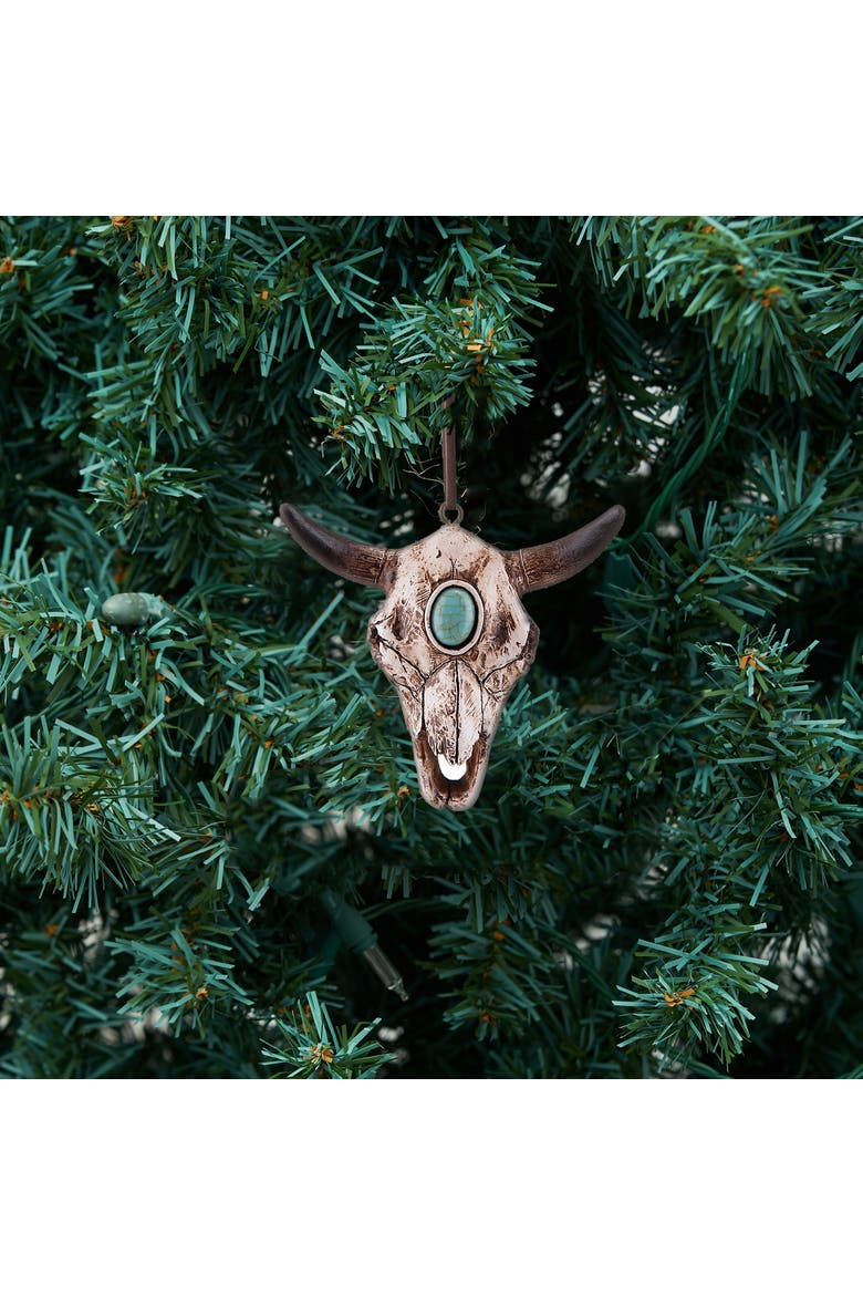 Steer Cow Cattle Skull Decorative Ornament, Alternate, color, White