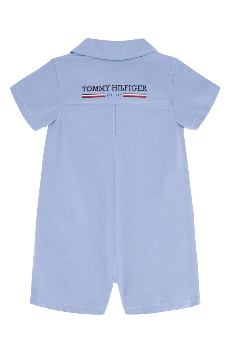 Tommy Hilfiger Logo Print Chambray Romper, Alternate, color, Blue