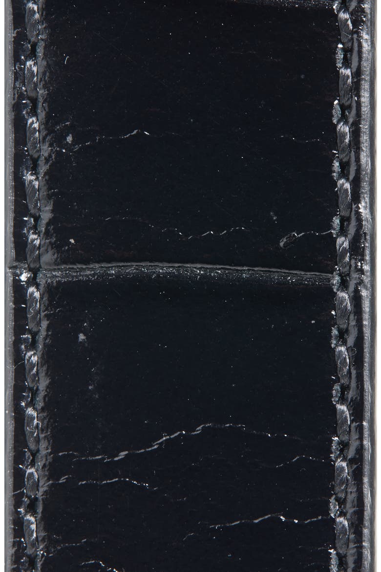 Croc Embossed Leather Belt, Alternate, color, BLACK GOLD