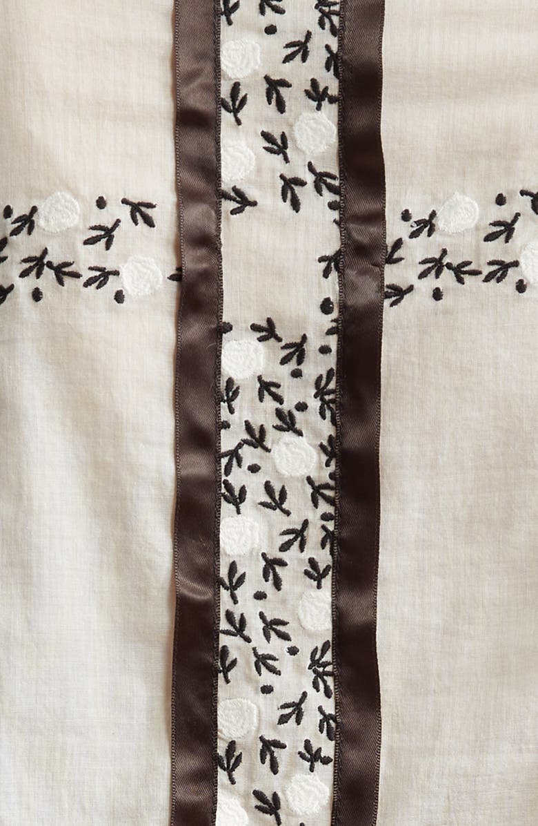 Bode Lattice Sprig Embroidered Cotton Top, Alternate, color, 