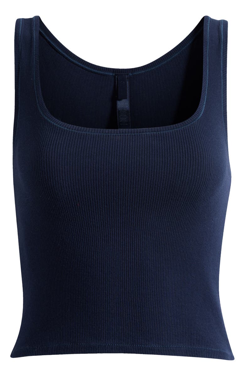 SKIMS Crop Stretch Cotton Rib Tank, Main, color, Navy