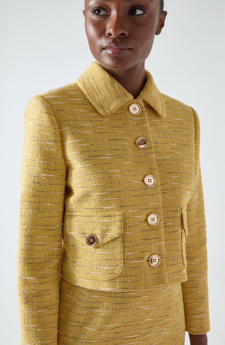 LK Bennett Varley Tweed Jacket, Alternate, color, Yellow