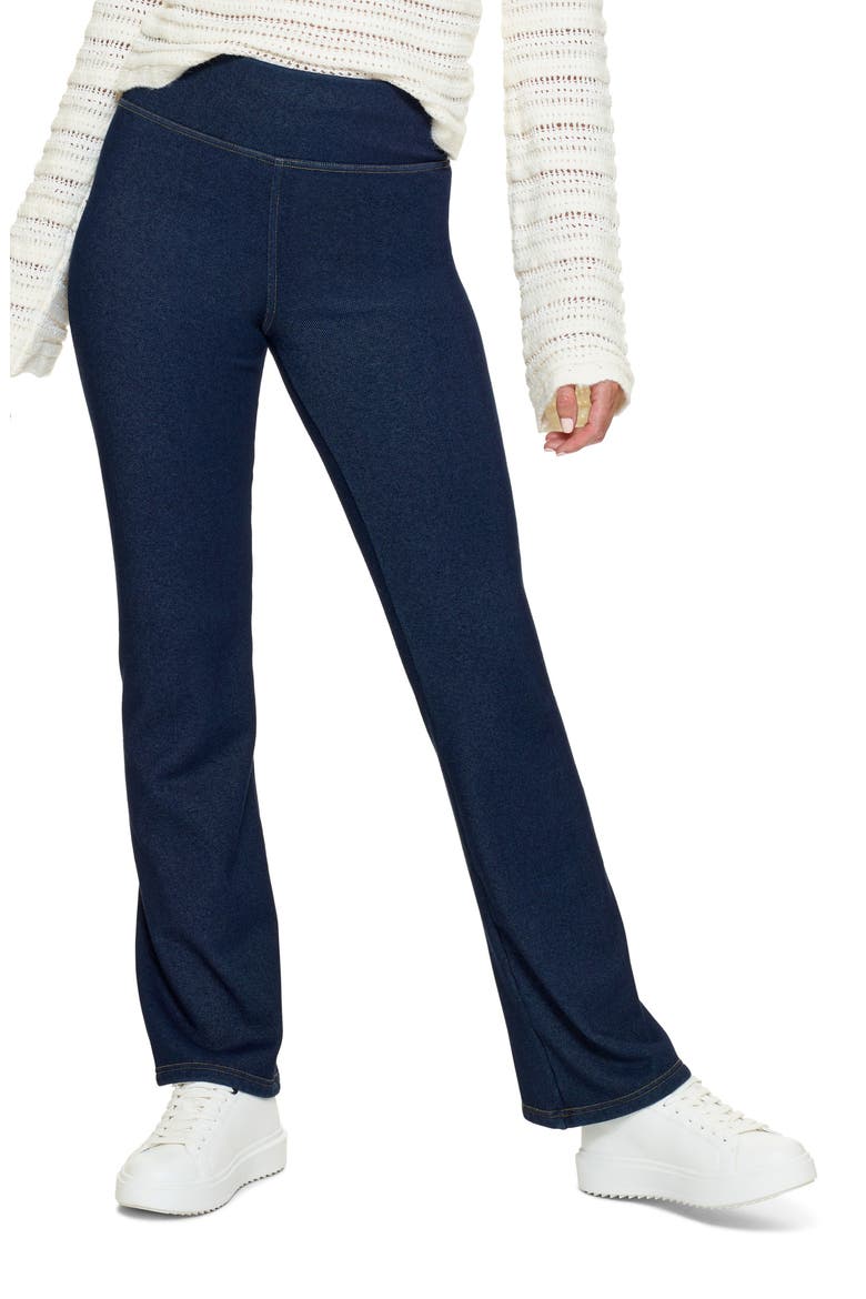Plush Lined Denim Bootcut Leggings, Main, color, MIDNIGHT RINSE