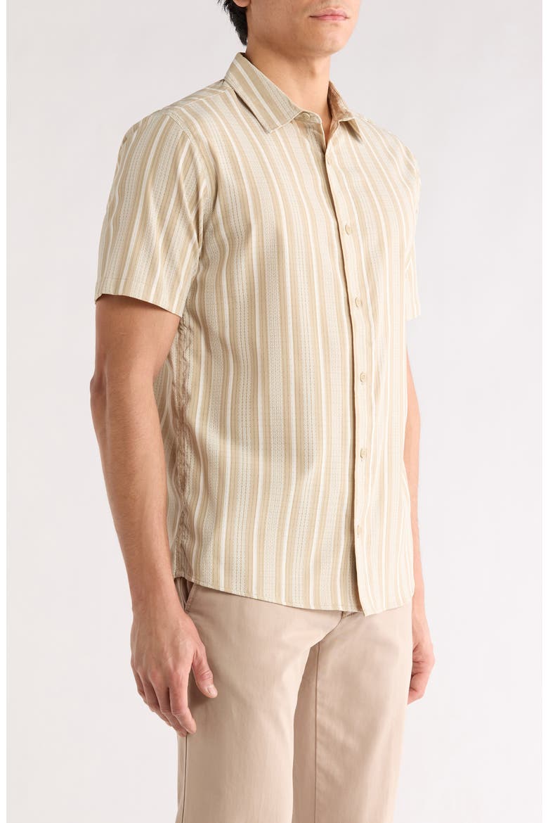 Bless Up Short Sleeve Button-Up Shirt, Alternate, color, BEIGE STRIPE
