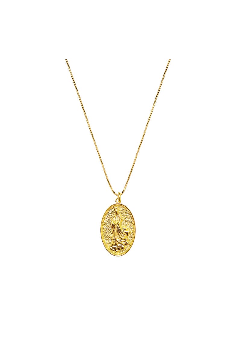 Quan Yin Goddess of Compassion & Mercy Necklace, Main, color, Gold