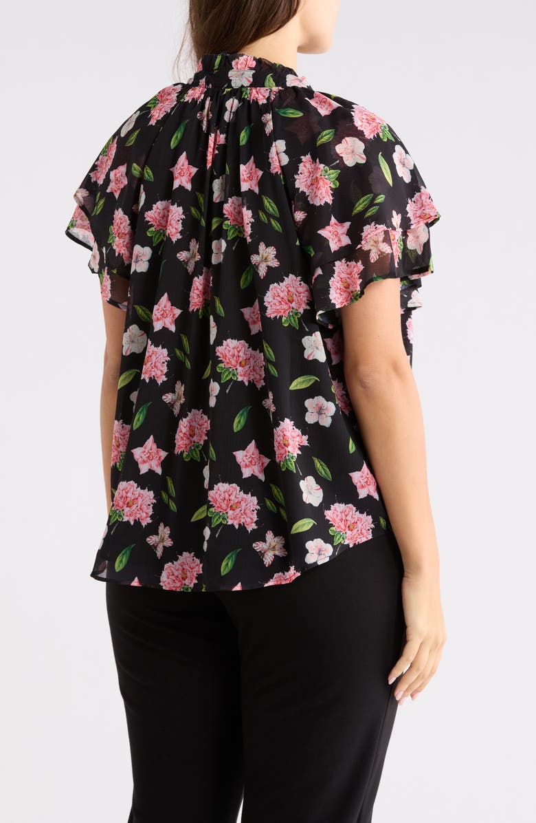 Catherine Malandrino Floral Flutter Sleeve Top, Alternate, color, Jardin De Fleurs Print