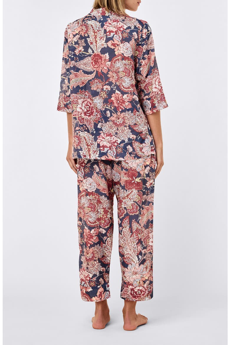 Ella Cotton & Silk Crop Pajamas, Alternate, color, BLUE INDIGO