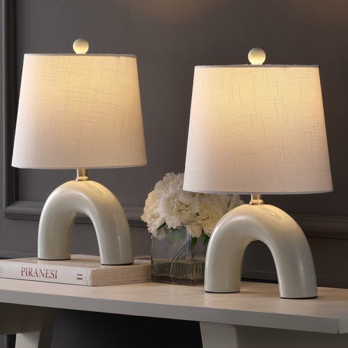 JONATHAN Y JONATHAN Y ZADIE 17.75" SCANDINAVIAN MINIMALIST CERAMIC ARCH LED TABLE LAMP