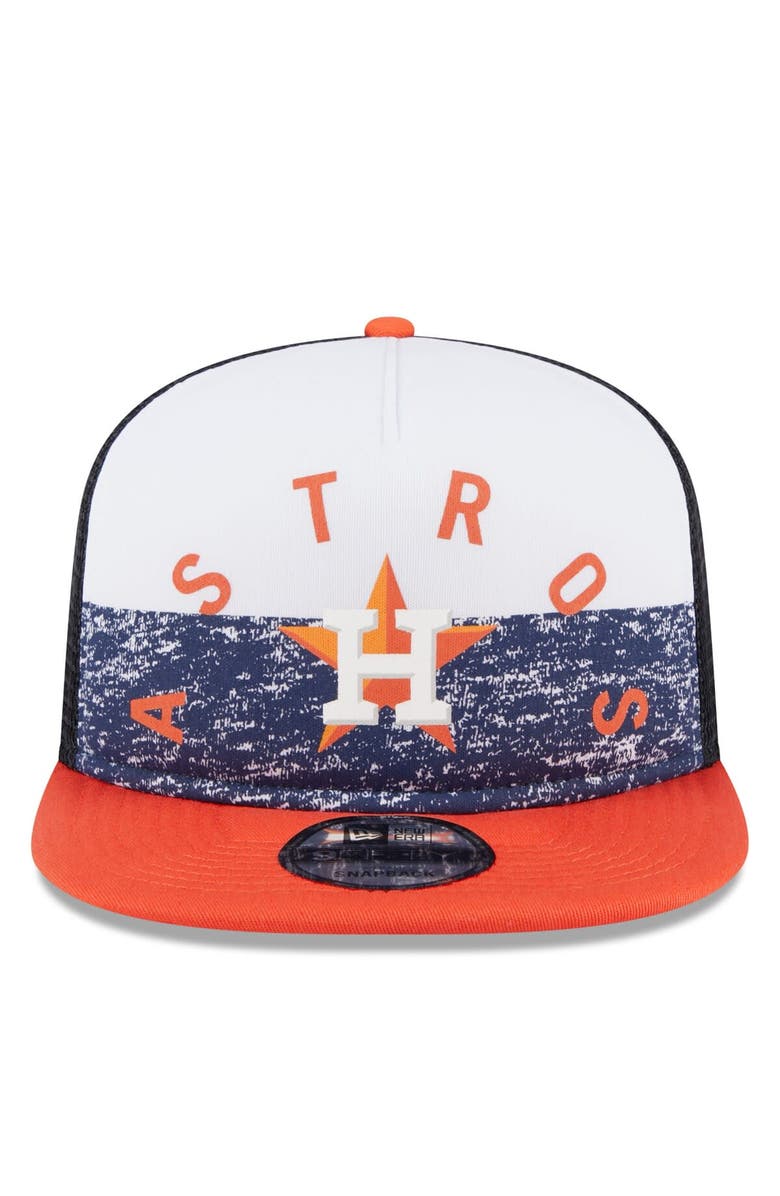 New Era Men's New Era White/Orange Houston Astros Team Foam Front A-Frame Trucker 9FIFTY Snapback Hat, Alternate, color, White