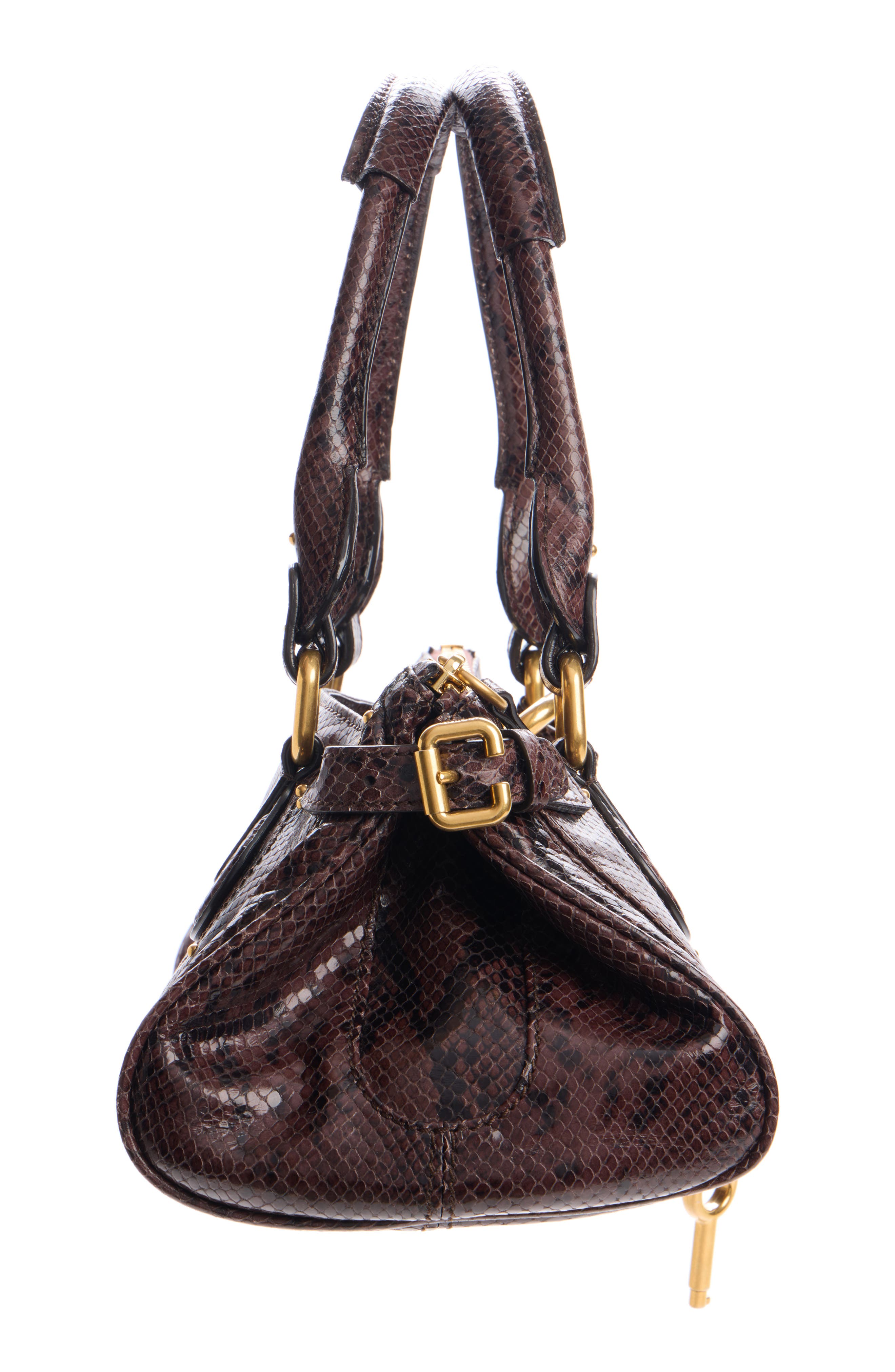 Paddington Snakeskin Embossed Leather Satchel, Alternate, color, ROSEWOOD