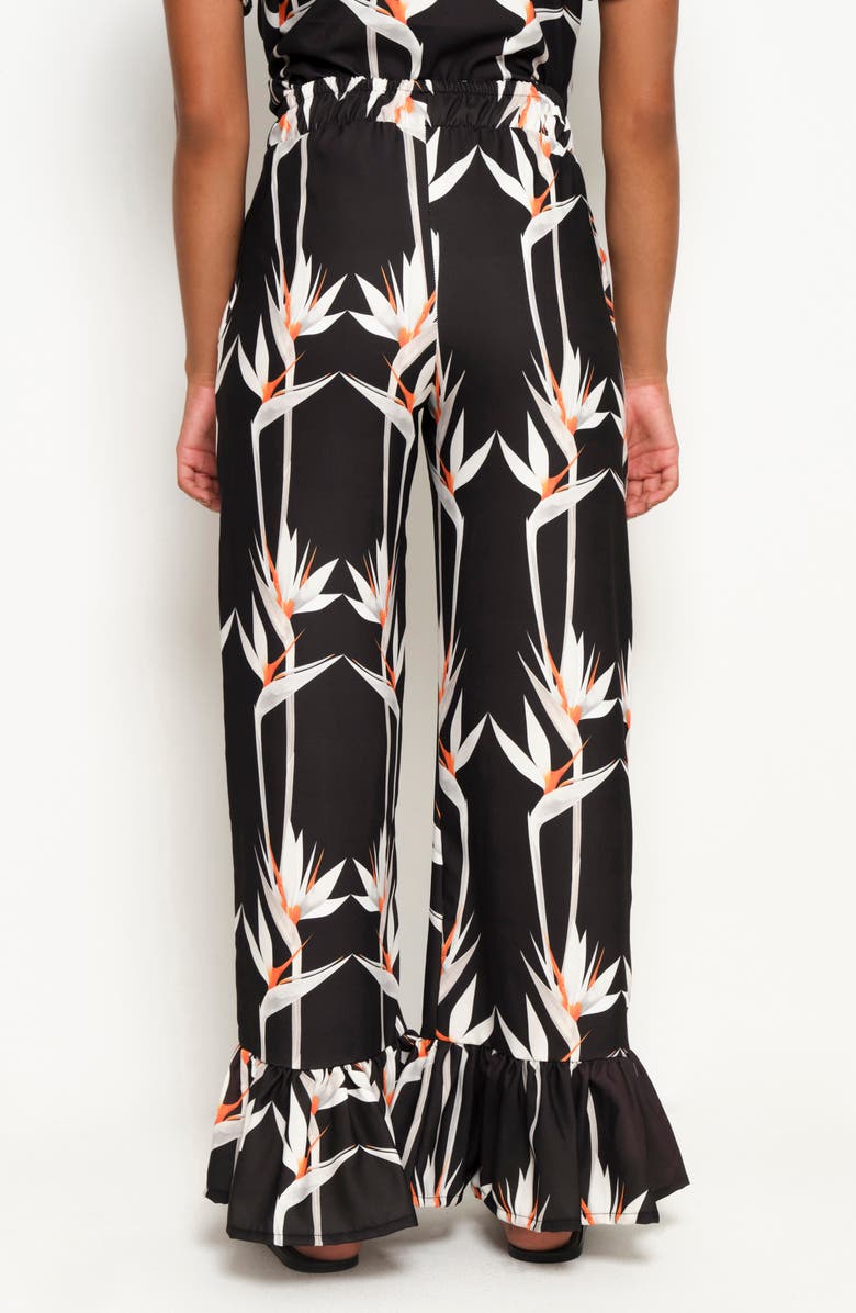 The Lulo Project Floral Ruffle Hem Drawstring Pants, Alternate, color, 