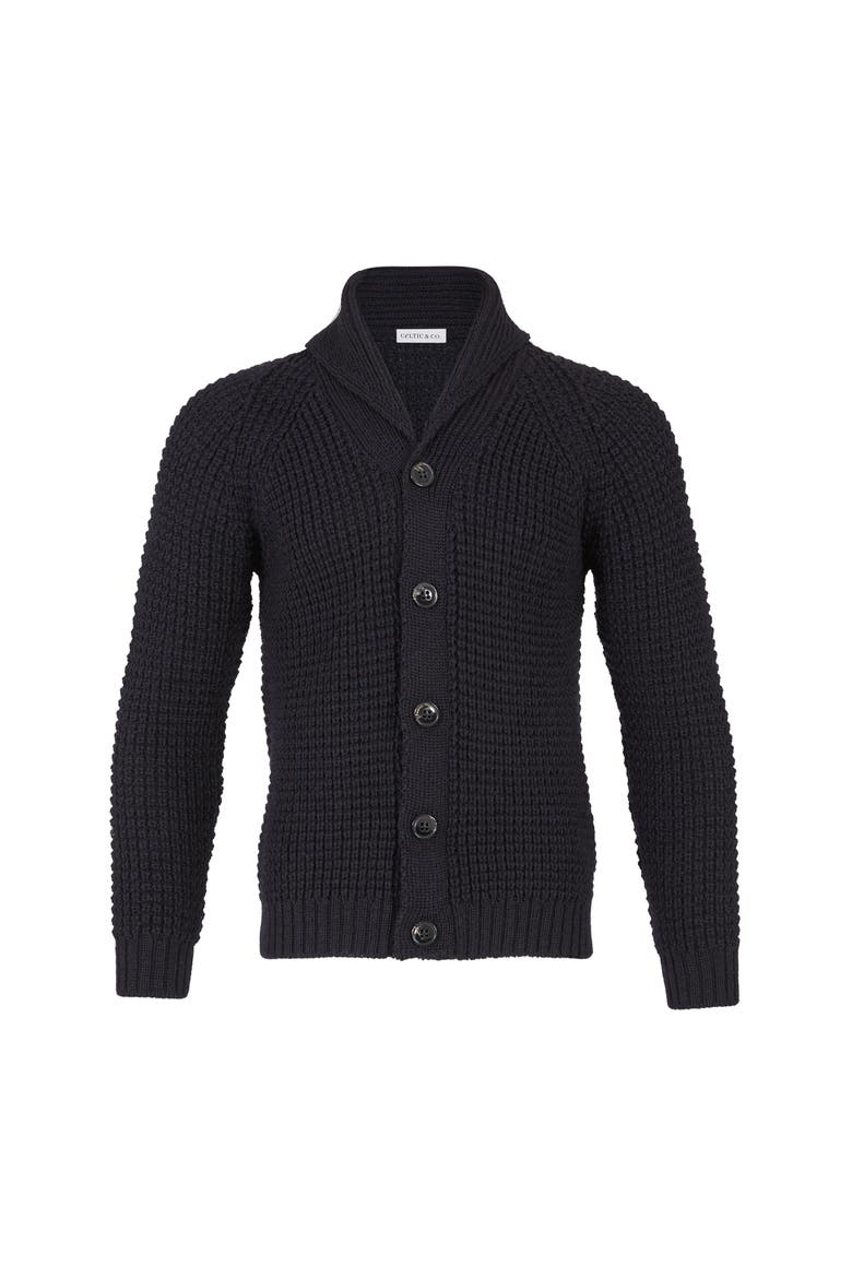 British Waffle Stitch Cardigan, Alternate, color, DARK NAVY