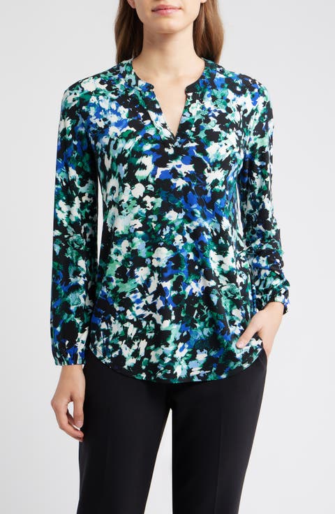 Floral Split Neck Top (Peite)