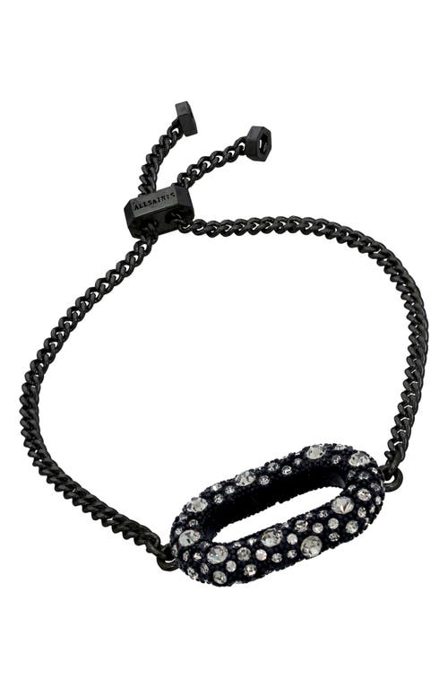 Allsaints Pavé Oval Curb Chain Slider Bracelet In Black