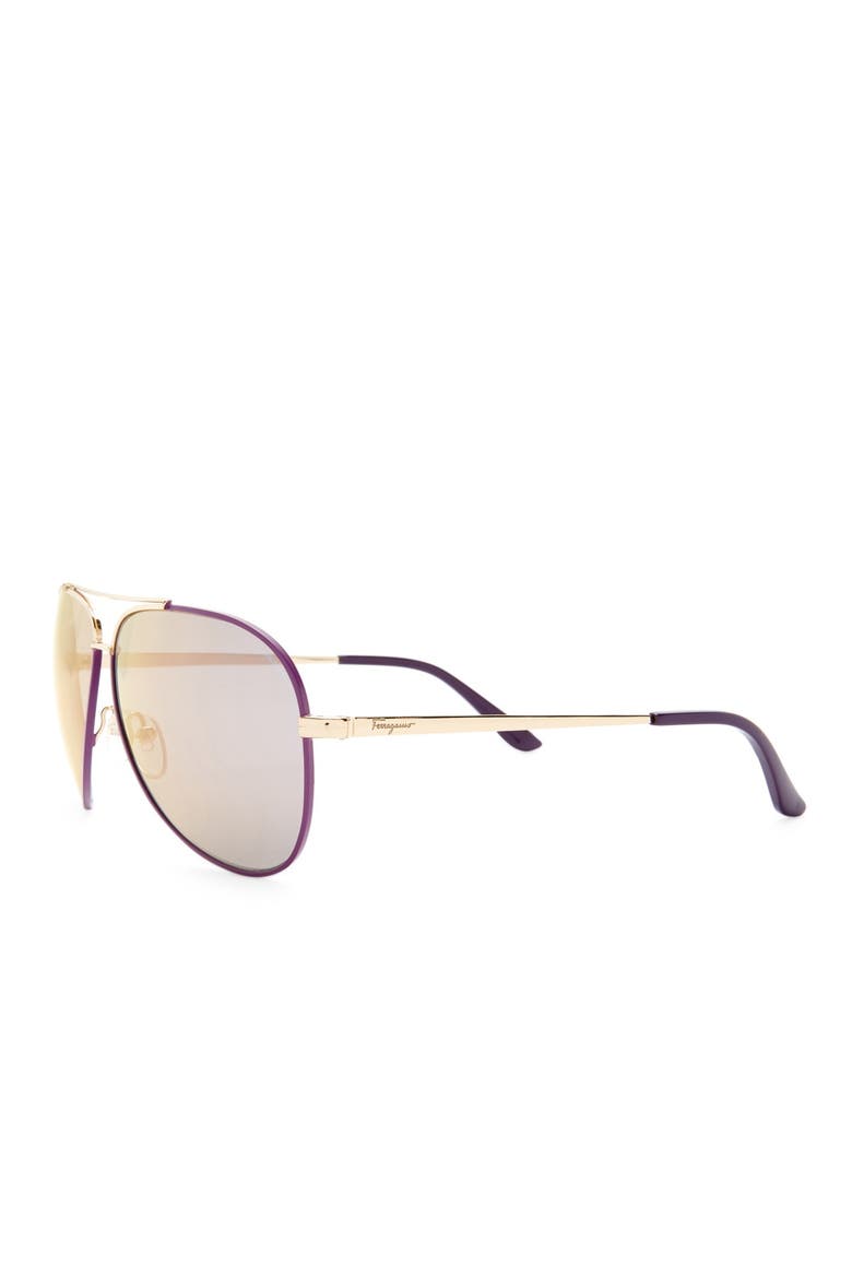 Salvatore Ferragamo 60mm Aviator Sunglasses, Alternate, color, QUARTZ SAT
