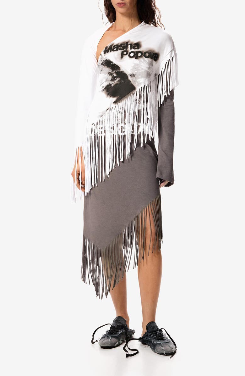 Desigual x Masha Popova Long Sleeve Asymmetric Dress, Main, color, 