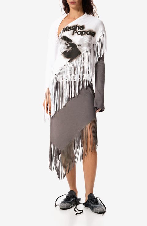 x Masha Popova Long Sleeve Asymmetric Dress