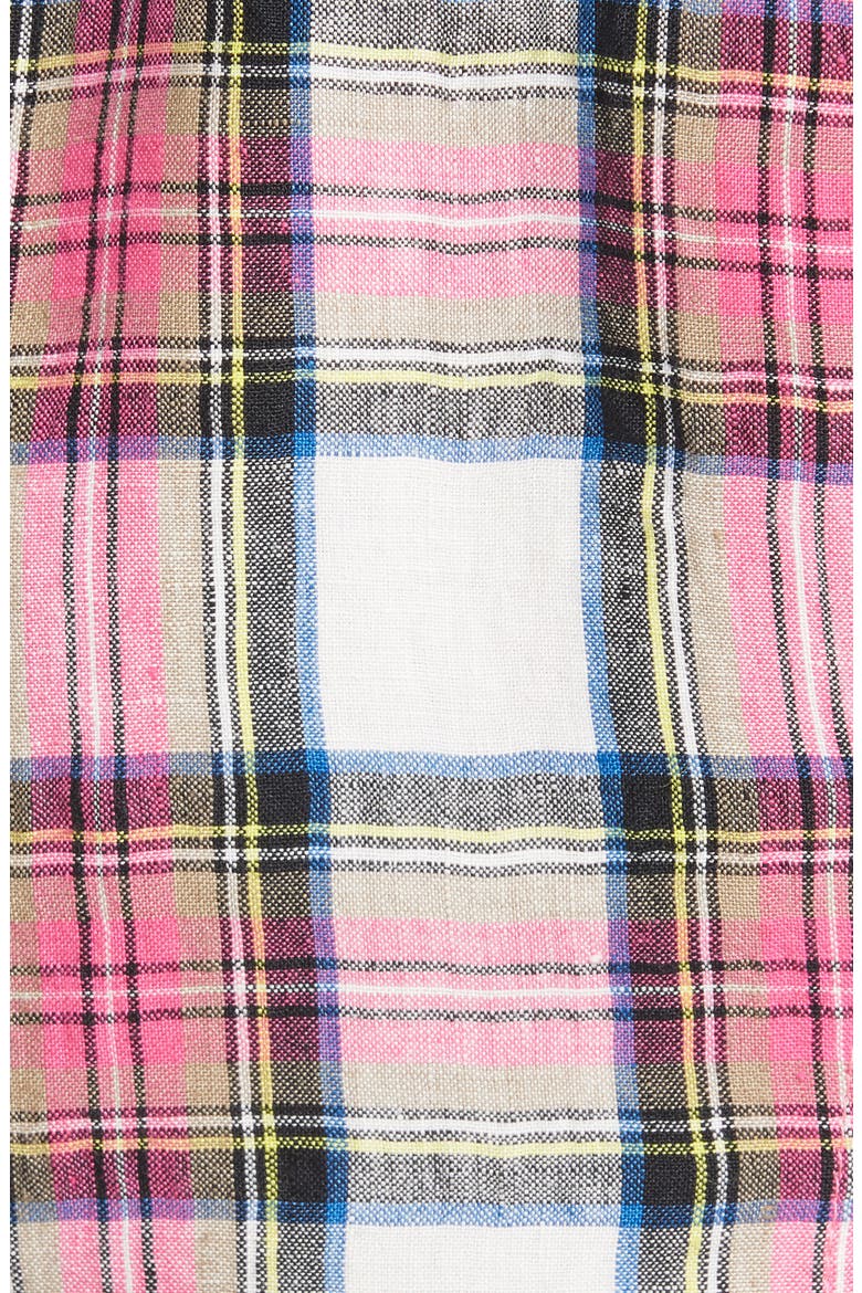 Plaid Puff Sleeve Linen Blazer, Alternate, color, MADRAS PLAID