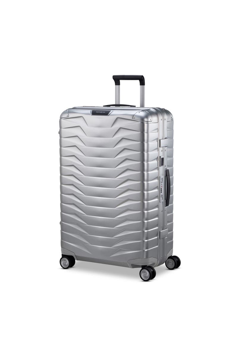 Proxis Aluminum Hardside 29" Large Checked Spinner Luggage, Main, color, Aluminum Silver