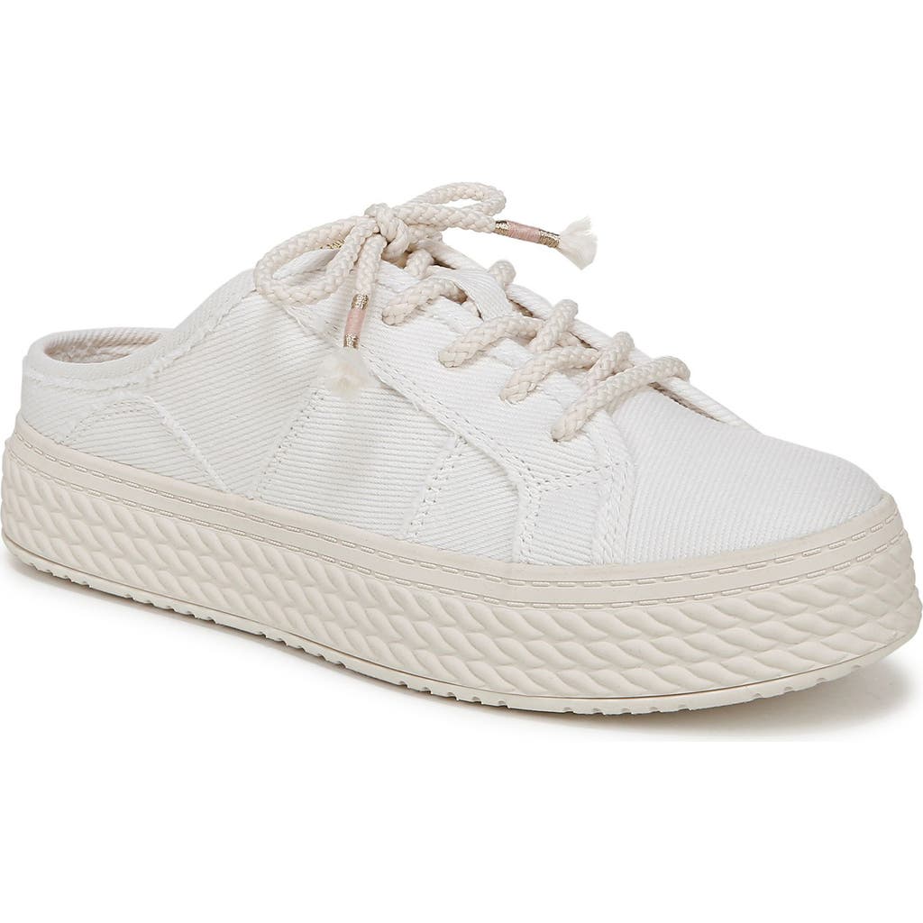 Blowfish Malibu Women's Super Slide Mule Platform Sneakers In White Twill Fabric
