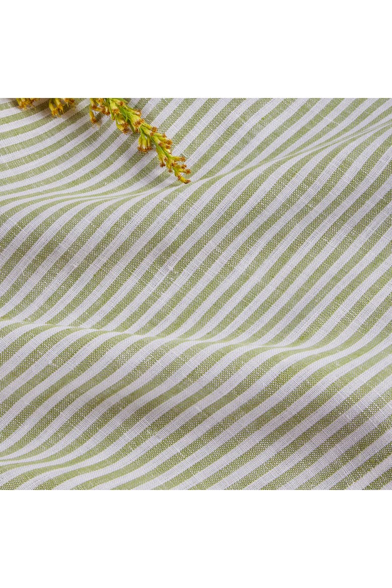 Linen Dinner Napkins Set of 4, 20 x 20" - Narrow Stripe, Alternate, color, Avocado and White