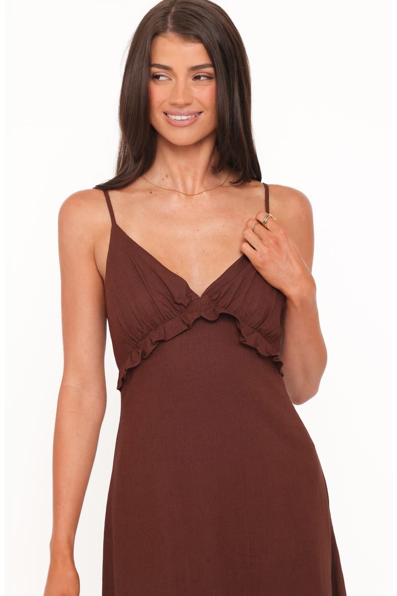 Lorella Midi Dress, Alternate, color, DARK BROWN