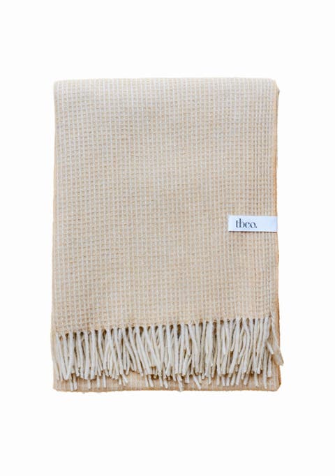 Recycled Wool Waffle Throw Blanket