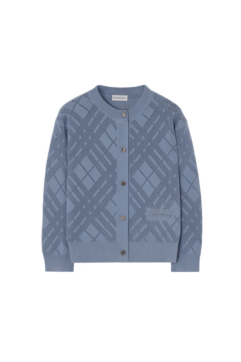Pointelle Knit Cotton Cardigan, Main, color, Steel blue