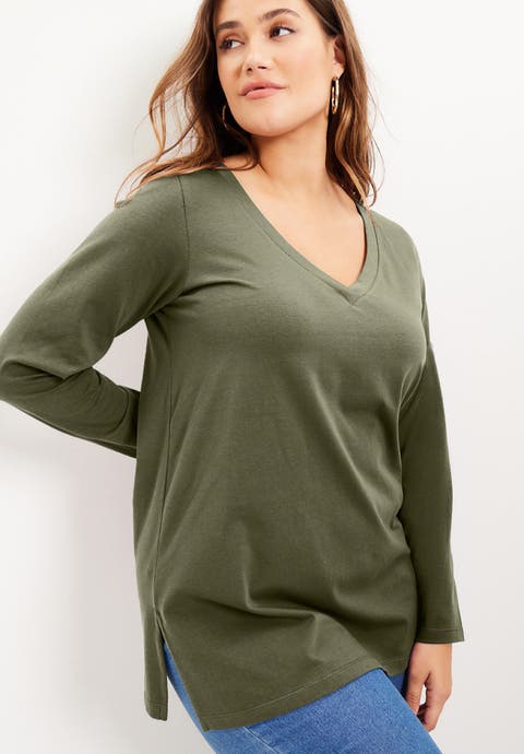 Long-Sleeve V-Neck One + Only Tunic (Plus Available)