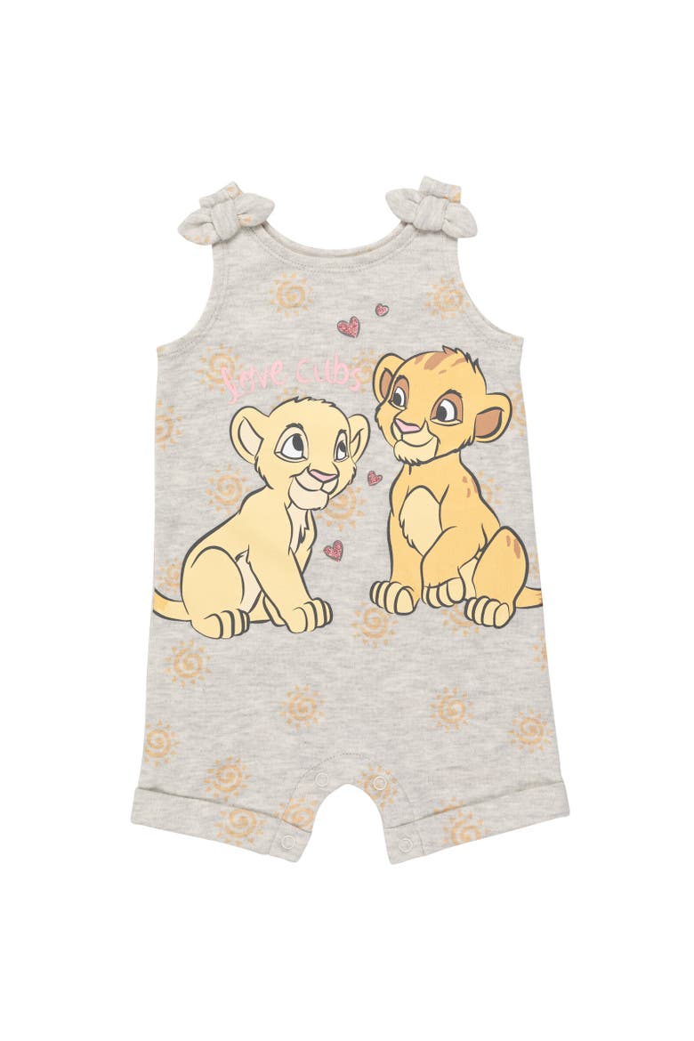 Lion King Simba Baby Girls' 2-Piece Sleeveless Romper and Headband Set, Alternate, color, Simba Nala Oatmeal