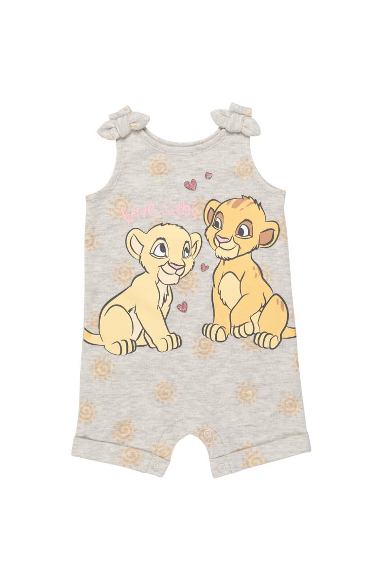 Disney Lion King Simba Baby Girls' 2-Piece Sleeveless Romper and Headband Set, Alternate, color, Simba Nala Oatmeal