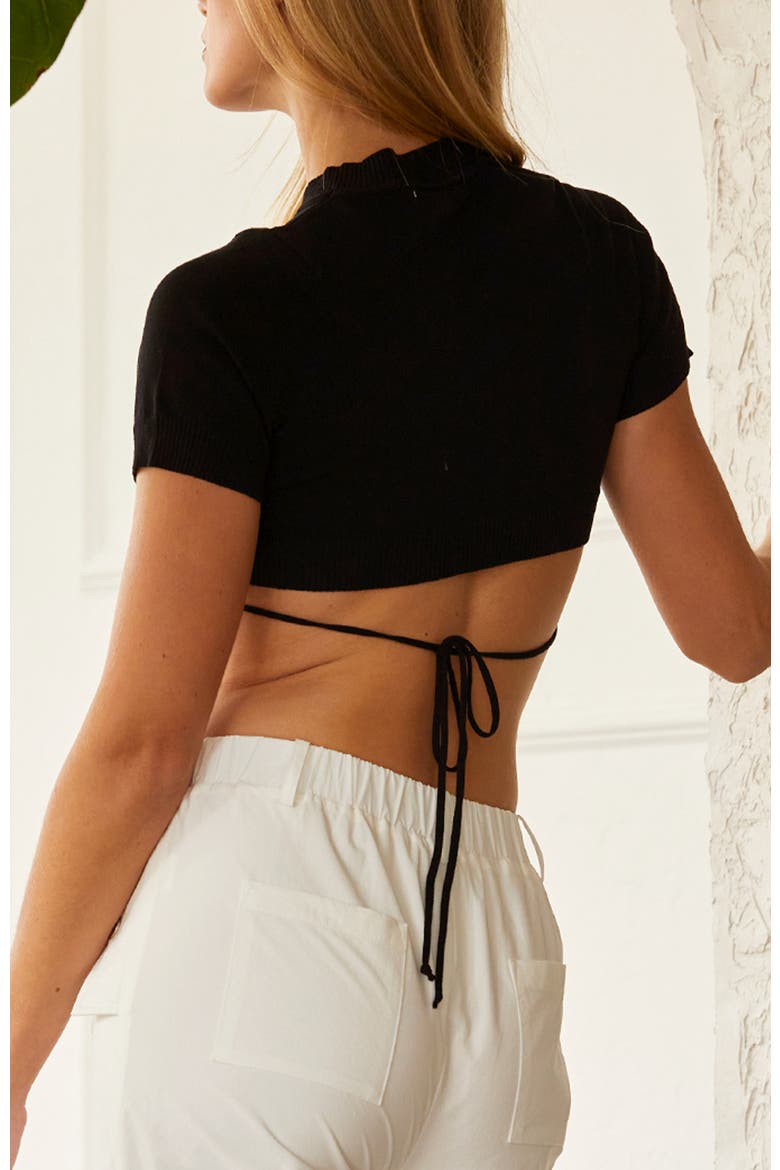 Tie Back Knit Top, Alternate, color, Black