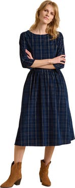 Brakeburn Lilliput 3/4 Sleeve Boat Neck Midi Dress