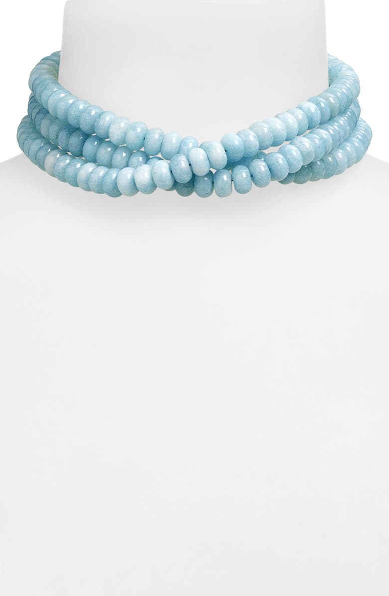 Lele Sadoughi Diana Triple Row Blue Aventurine Choker, Alternate, color, Blue Aventurine