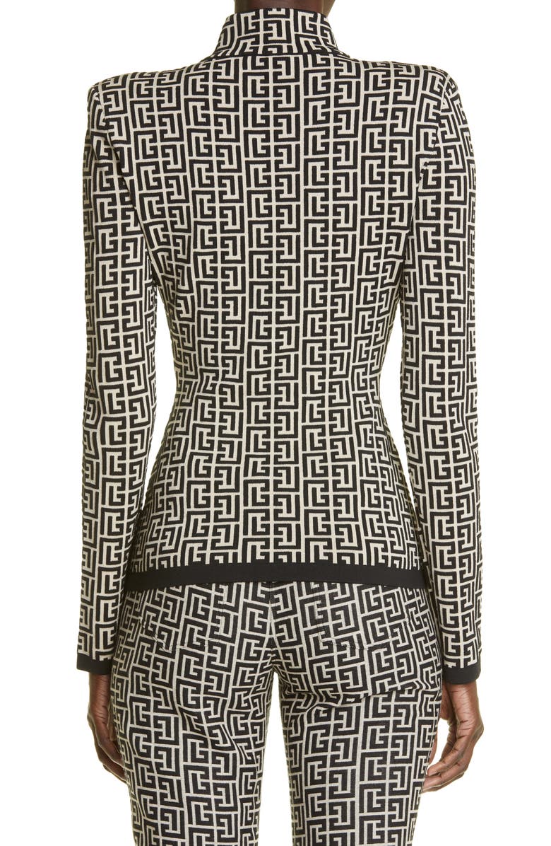 Balmain Monogram Jacquard Sweater, Alternate, color, 
