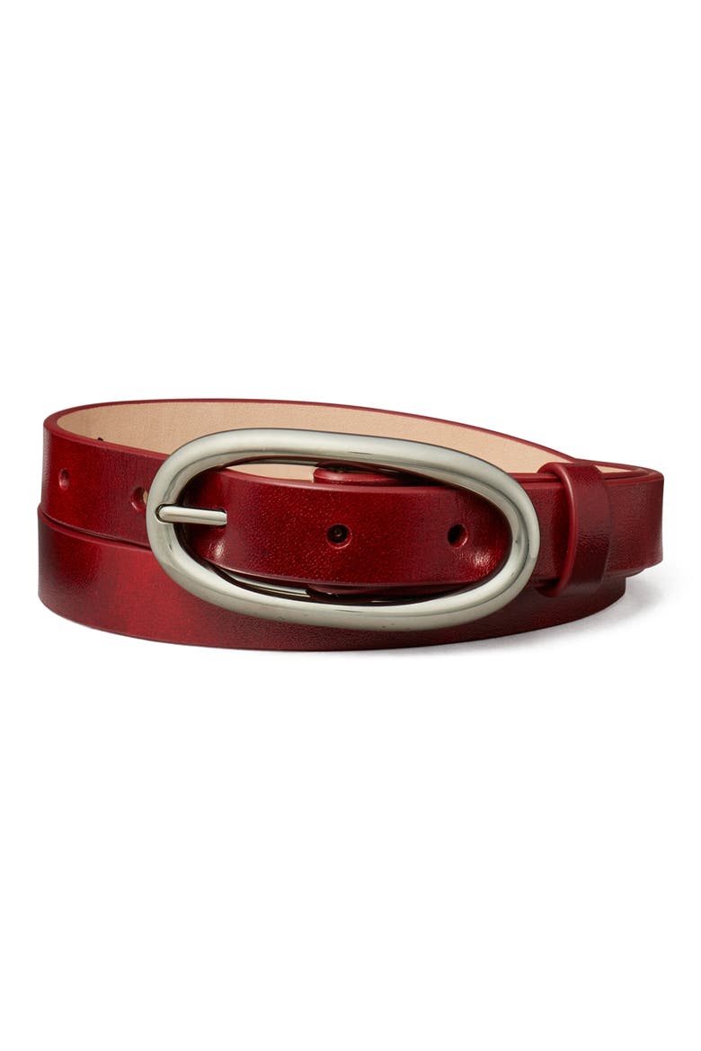 Large Pierced Leather Buckle Belt, Alternate, color, BRICKLANE
