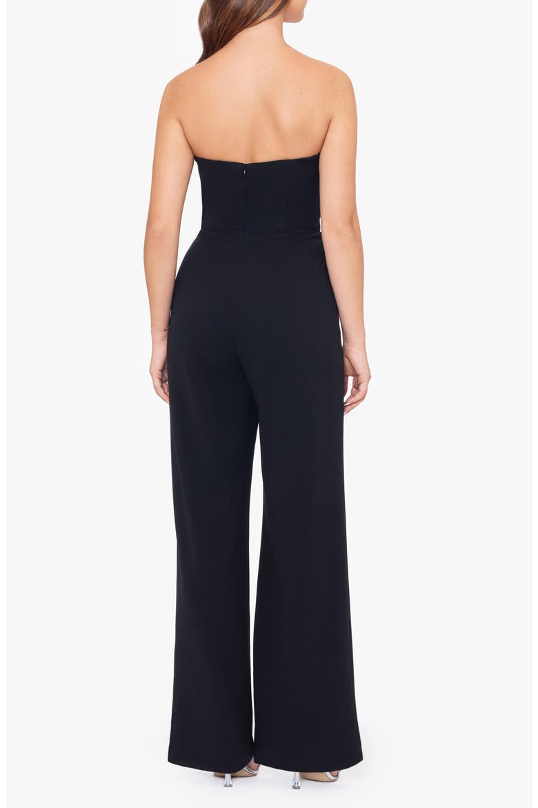 Tux Strapless Scuba Crepe Jumpsuit, Alternate, color, BLACK/ BLACK