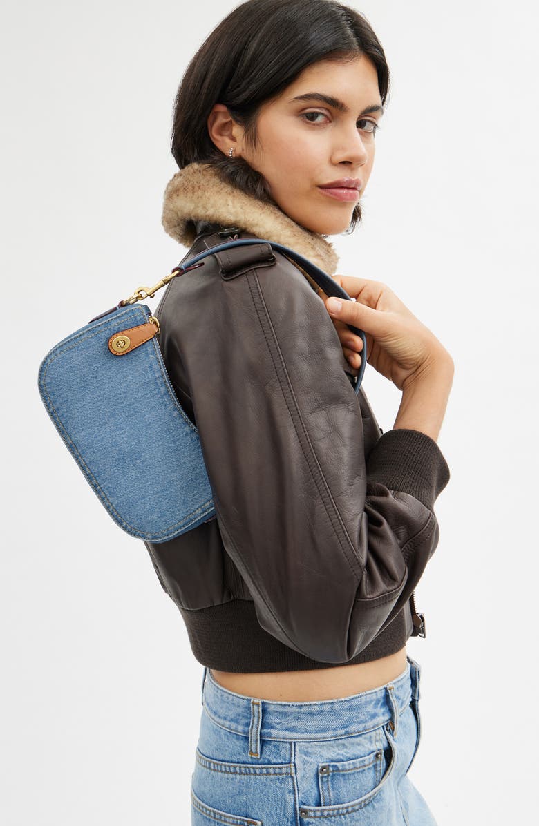 COACH Denim Shoulder Bag, Alternate, color,