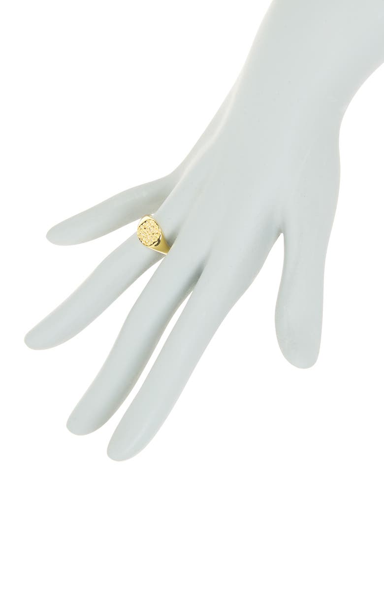 Sterling Forever 14K Gold Plated Hammered Signet Ring, Alternate, color, Gold