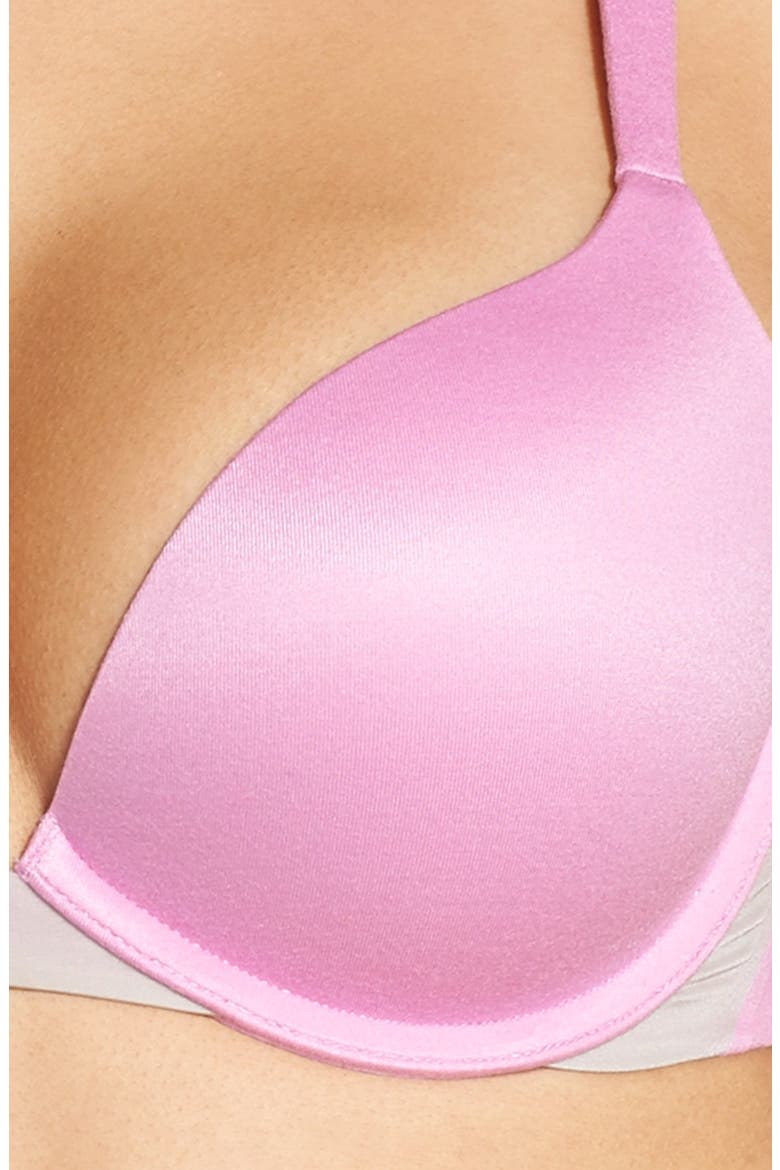 Pillow Cup Signature Push-Up Plunge Bra, Alternate, color, ORCHID BLOOM/ SWEET GREY