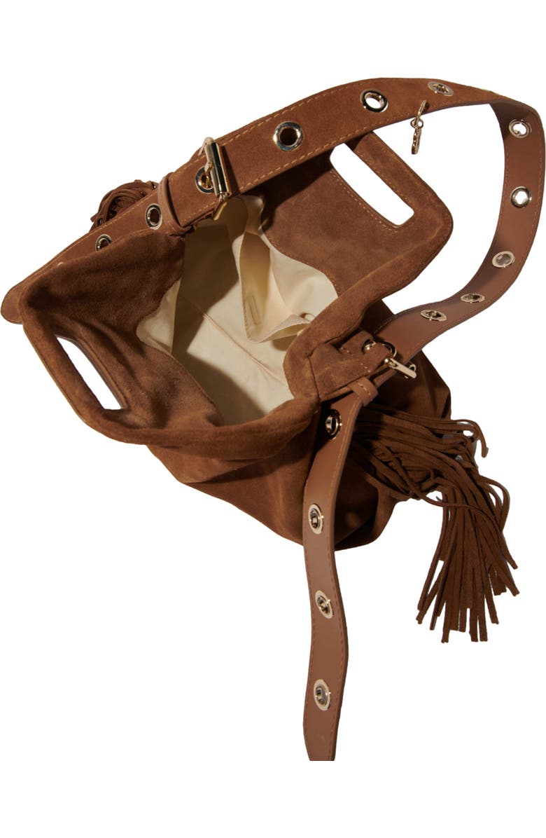 maje Suede Miss M bag, Alternate, color, Camel