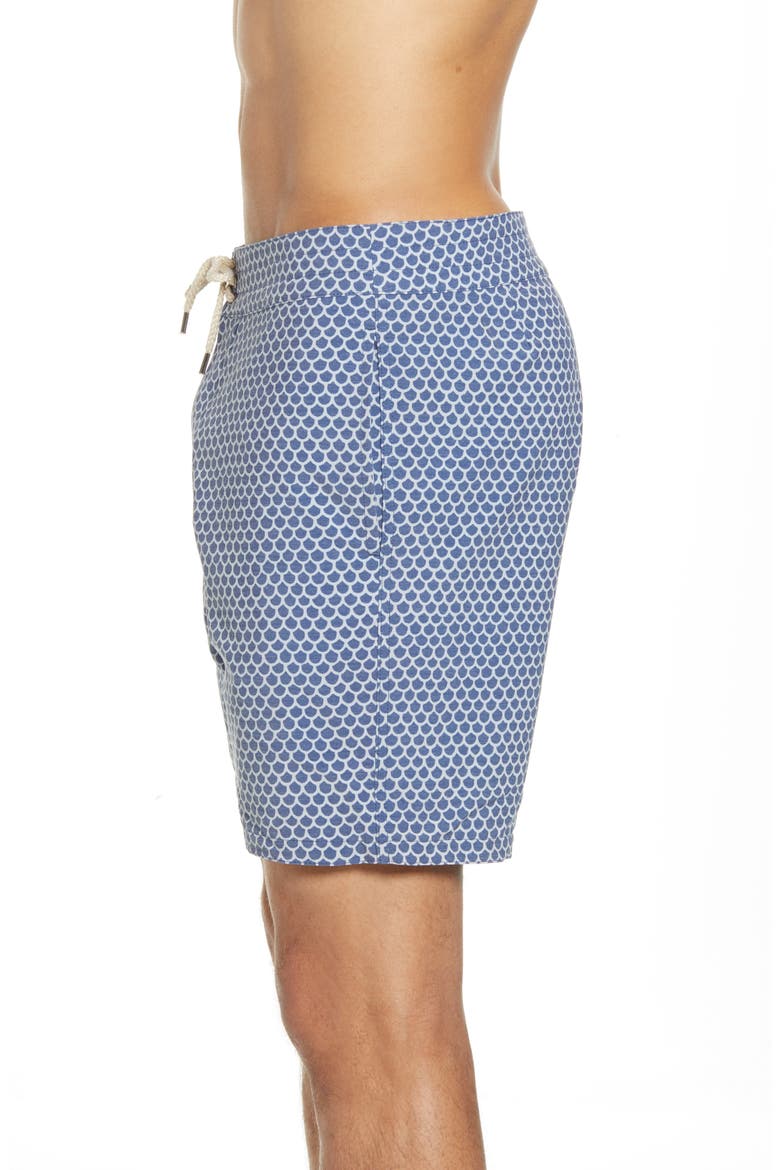 Scallop Print Board Shorts, Alternate, color, FISH SCALE BATIK