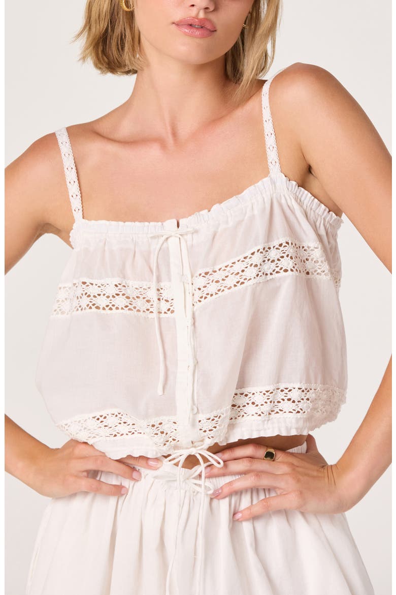 Abrielle Embroidered Detail Cotton Top, Alternate, color, OFF WHITE